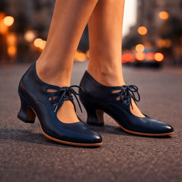 Women's -Up Heeled Shoe - Almond Toe Vintage
