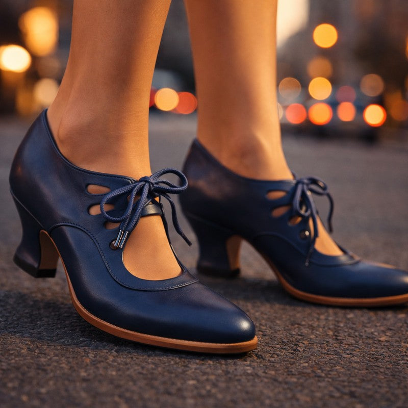 Women's -Up Heeled Shoe - Almond Toe Vintage
