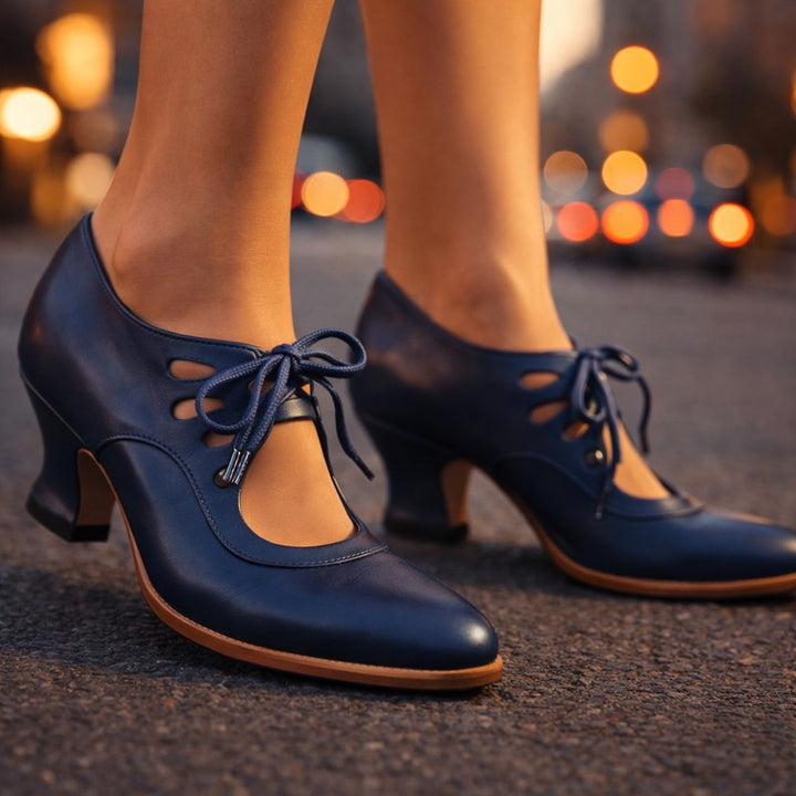 Women's -Up Heeled Shoe - Almond Toe Vintage