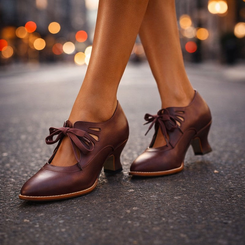 Women's -Up Heeled Shoe - Almond Toe Vintage