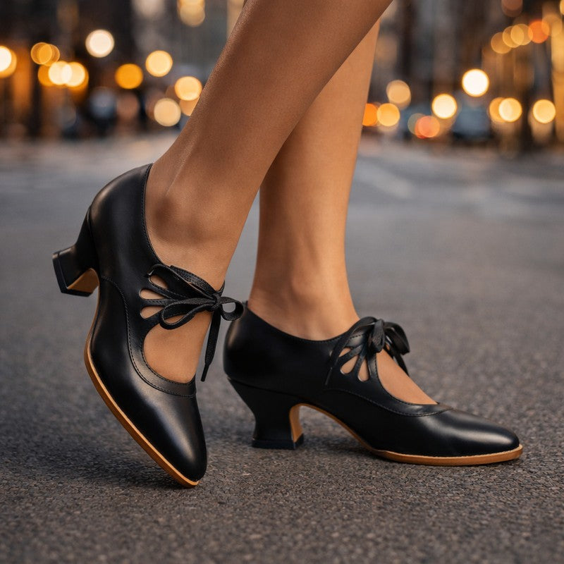 Women's -Up Heeled Shoe - Almond Toe Vintage